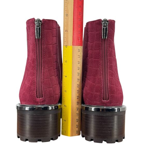 Vince Camuto Kelivena Zipper Chelsea Boots Women's SZ 10W Red Fired Brick Croco - Picture 4 of 12